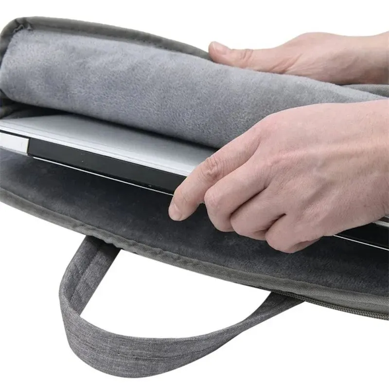 Bolsa tote para laptop com forro interno de veludo grosso à prova d'água e absorvente de choque adequado para laptops Macbook Pro 13 14 15 polegadas