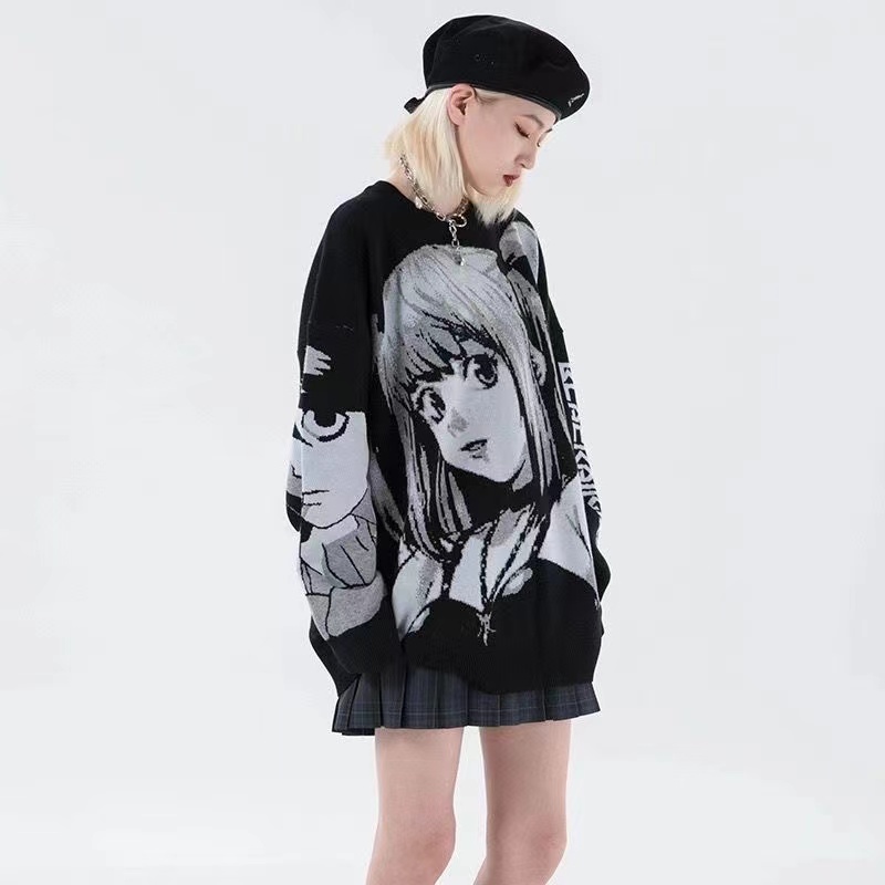 Y2K Frauen Hip Hop Streetwear Harajuku Pullover Vintage Japanischen Stil Anime Mädchen Gestrickte Weiche Pullover Pullover Weibliche Kleidung