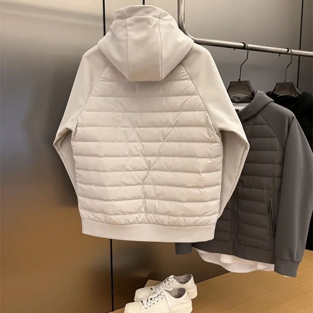 Autumn Winter New Sle Solid Color Simple Men's Hooded Casual down Jacket Fashionable Splicing Couple Sle White Duck down ...