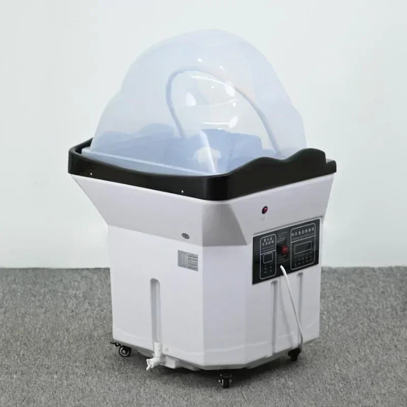 Hair therapy shampoo bed. Water circulation fumigation steam therapy shampoo basin. Special shampoo tool for beauty salon