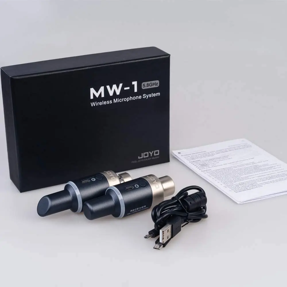 JOYO MW-1 Sistema con micrófono inalámbrico de 5,8 GHz Convertidor de micrófono XLR Receptor transmisor de micrófono inalámbrico para entrevista en vivo/estudio