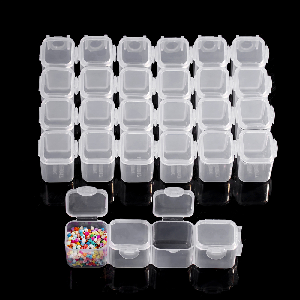 28 Girds ปรับพลาสติกกล่องลูกปัดแหวนจี้กล่องสําหรับเครื่องประดับเล็บเพชรภาพวาดอุปกรณ์เสริมกล่องคอนเทนเนอร์