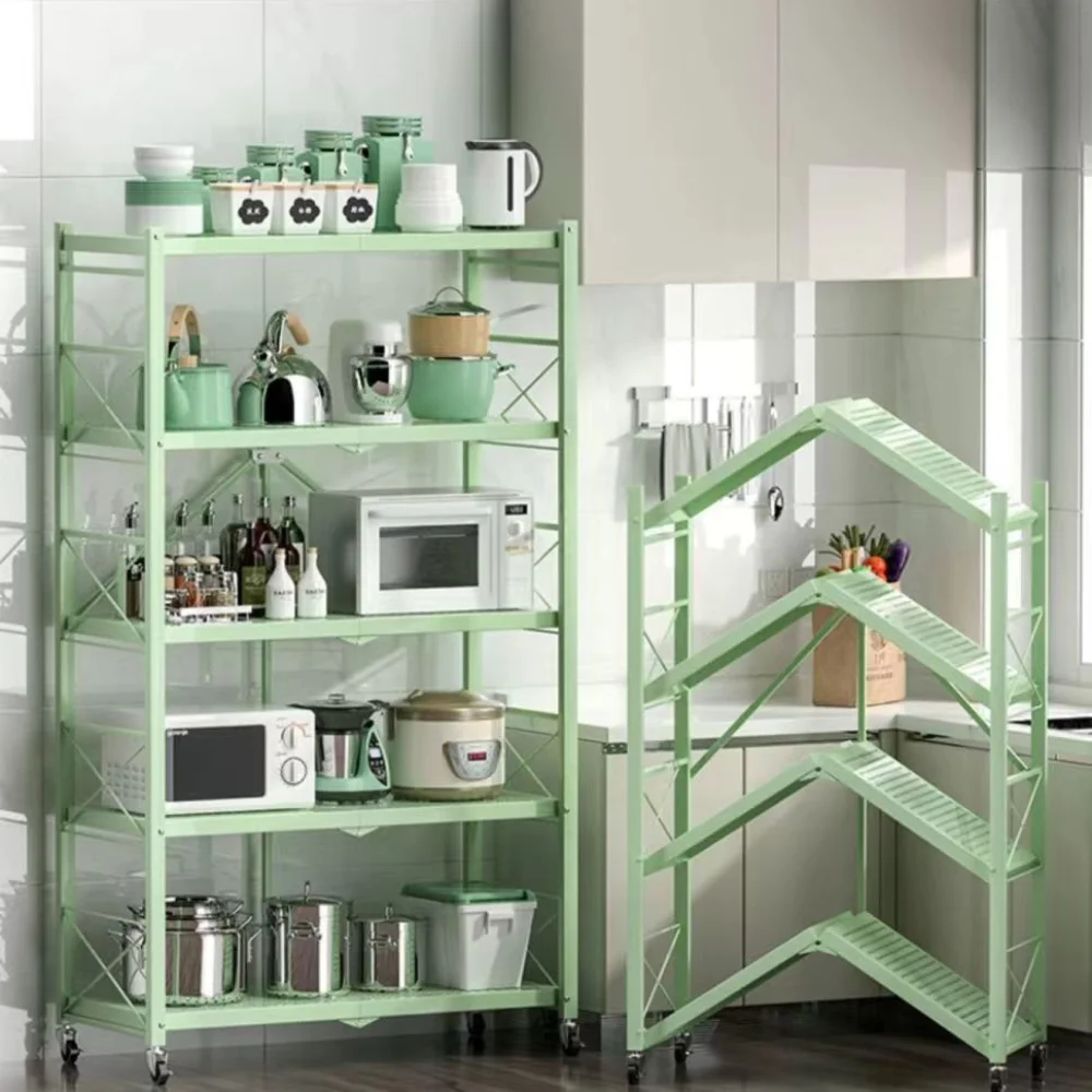 Faltbare große Eisen rahmen mehr schicht ige Metall regale multifunktion ale Küchen regale bewegliches Wohnzimmer Bücherregal