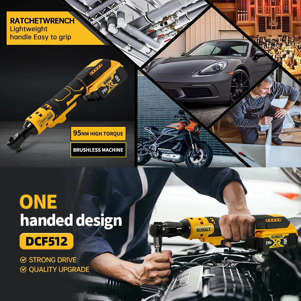 Dewalt dcf512 chave de energia sem escova de velocidade variável de 1/2 polegadas luz led chave de catraca sem fio 20v bateria ferramentas elétricas