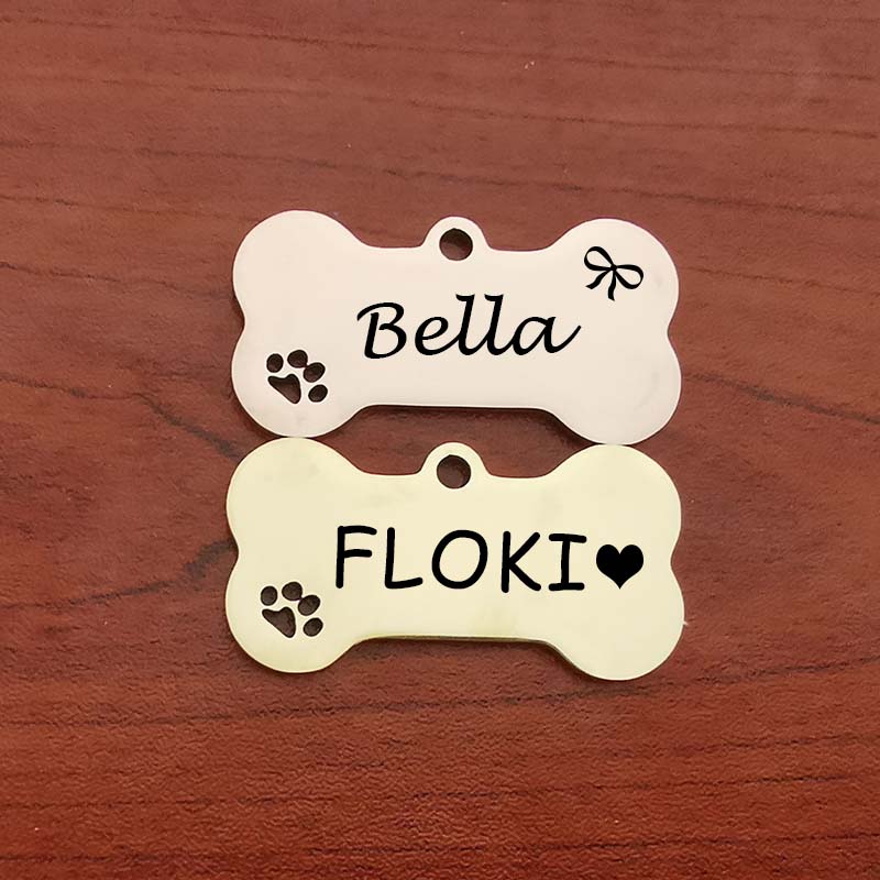 Pet ID Tag Personalized Free Engraved Keychain for Cat Puppy Dog Tag Pendant Keyring Bone Paw Bone Pet Accessories