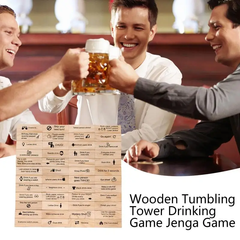 木製タンブリングタワーボードゲーム、飲酒ゲーム、積み重ね、床、ビルディングブロック、家族