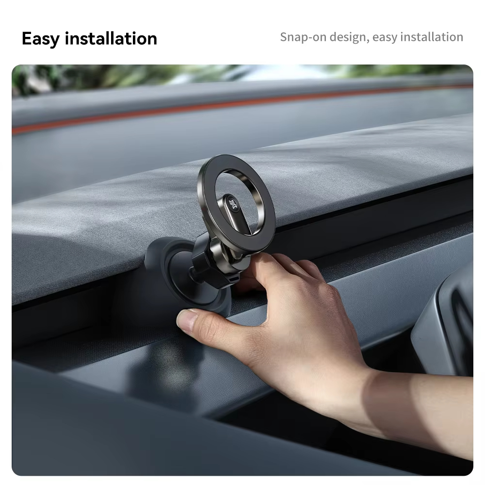 YZ Tesla Model 3 Y Highland Juniper 2025 Sterker Magnetisch verstelbare metalen autotelefoon ondersteuning siliconen basishouder