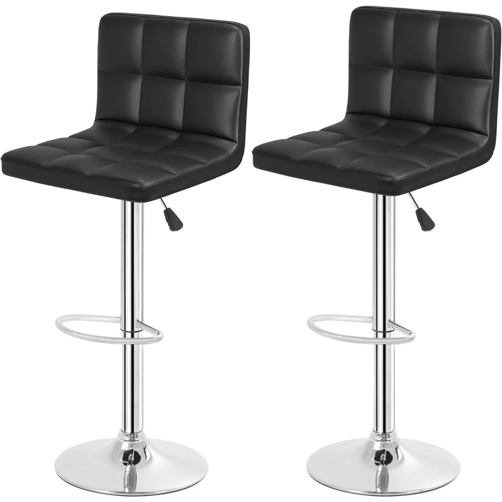 Bar Stools Set of 2, Adjustable Swivel Bar Stools, Counter Height Bar Stools with Back PU Leather Armless Hydraulic Kitchen Cou