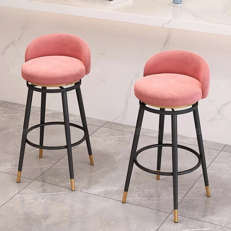 Banco de bar giratório com encosto moderno com altura de balcão 360 ° Girando para Home Bar/Salão/Reception Base de metal antiderrapante