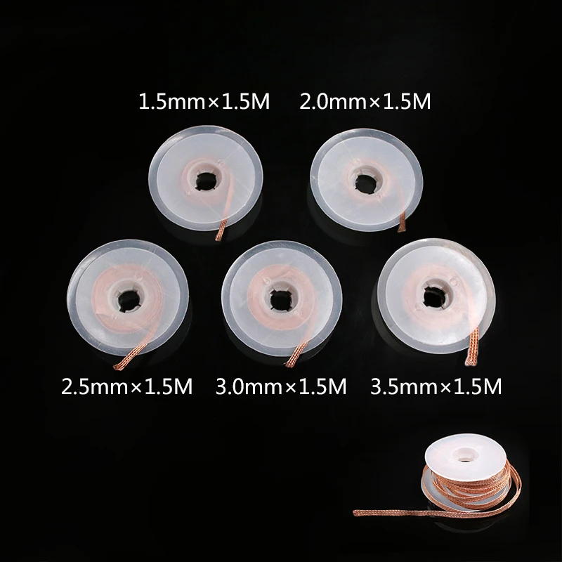 Desoldering Braid เทปทองแดงบัดกรีลวดบัดกรี Wick ดีบุก Solder Removal Braid ลวดเชื่อมซ่อมเครื่องมือ 1.5/2/2.5/3/3.5 มม.ใหม่