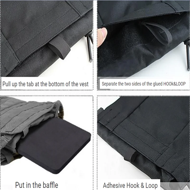 Zlangsports 2 pezzi Gilet tattico Pad Airsoft Paintball CS Gioco Gilet protettivo Piastra portante Cuscino nero
