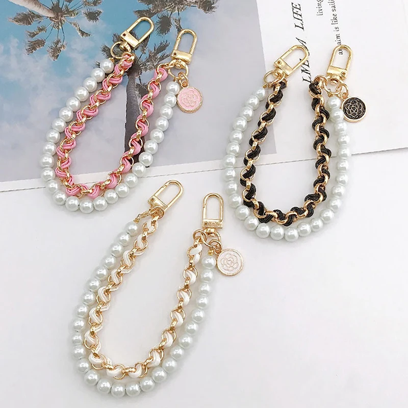 Correa de bolso de perlas Vintage para bolso, cadena de doble capa, cordón de teléfono de perlas, asas de repuesto para bolso exquisito, accesorio para bolso