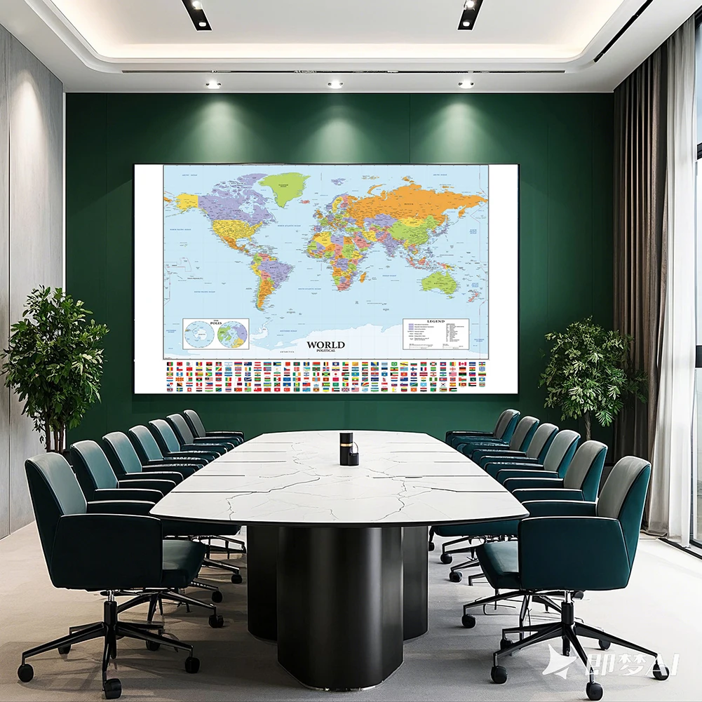 Multi-Sizes Foldable Large Map of World English Language Non-woven Fabric Background Living Room Wall Decoration Office Supplies