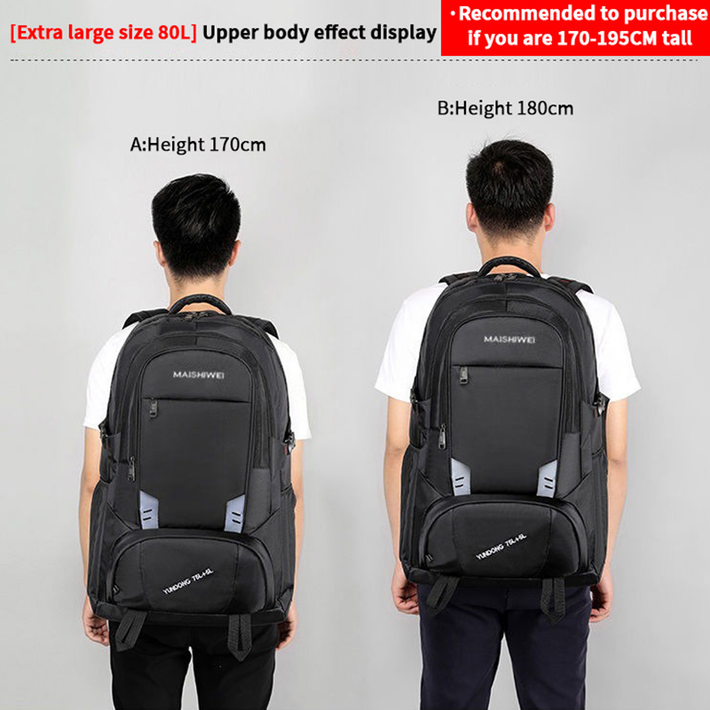 Mochila para laptop de 20 polegadas, masculina, 60 l, 80 l, grande capacidade, mochila de viagem para homens e mulheres, mochila de negócios de qualidade, bolsa de viagem oxford