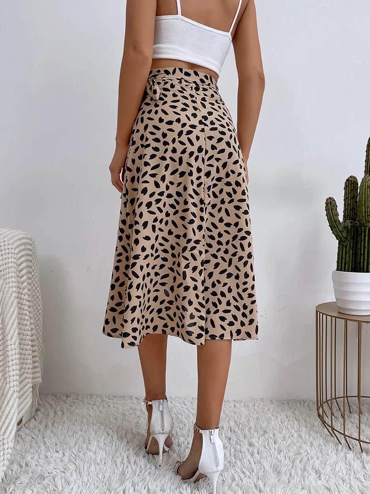 Benuynffy Boho Nữ In Thắt Bên Quấn Váy Thanh Lịch Cao Cấp Nữ Mùa Hè Bất Đối Xứng Đầu Gối Dài Chữ A Váy