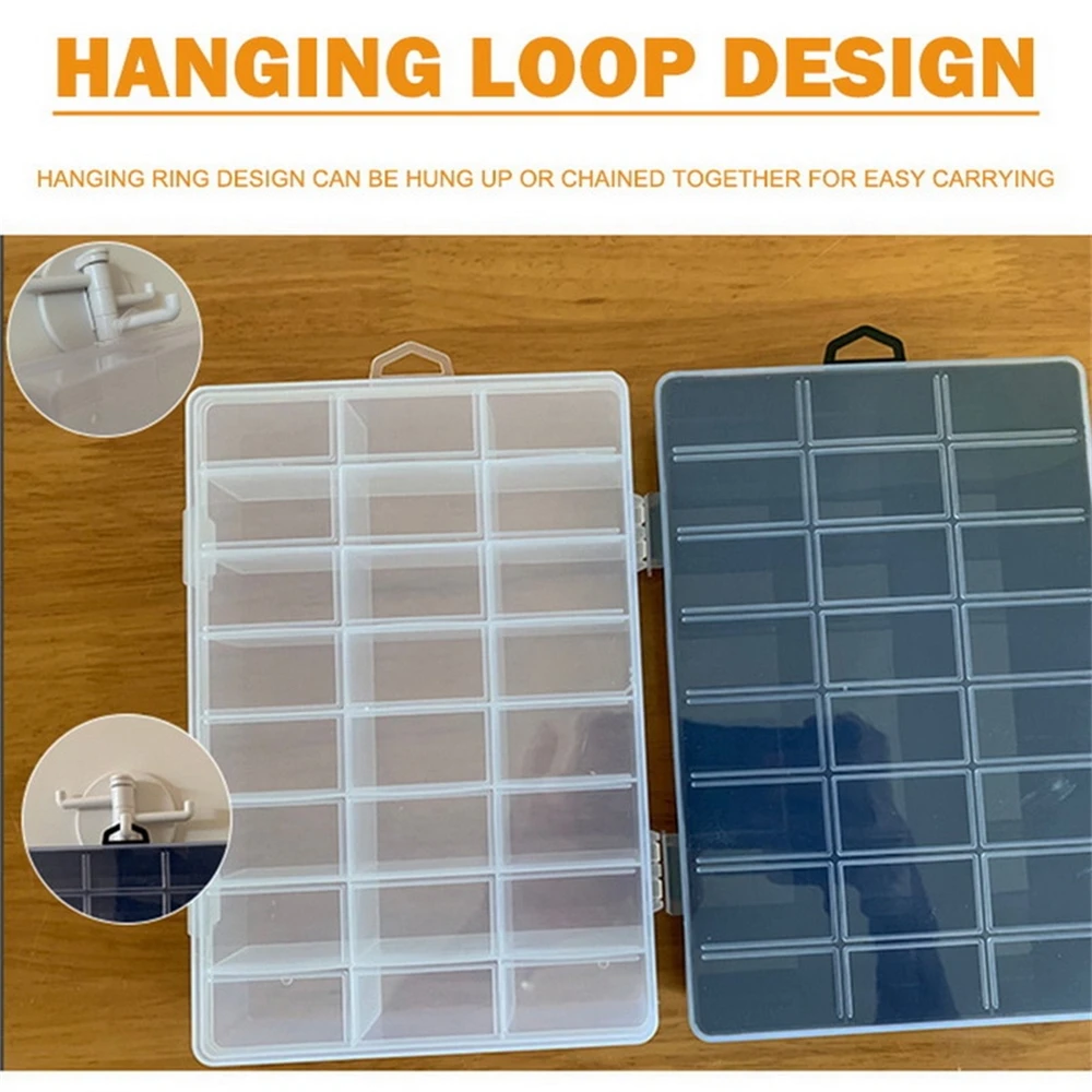 1 confezione di scatole di immagazzinaggio in plastica 24 griglie contenitore di plastica trasparente con vano portaoggetti per artigianato, perline, gioielli, articoli
