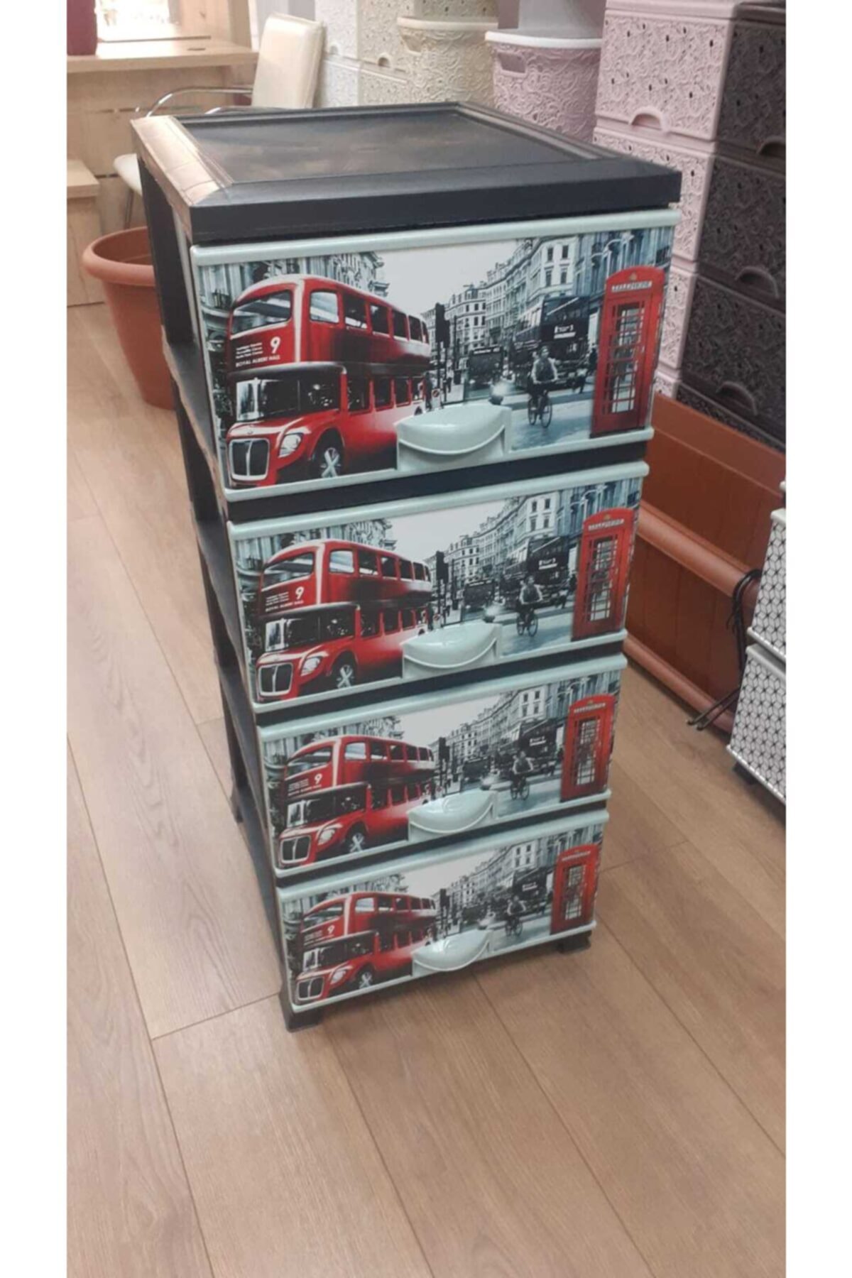 Warna Seçenekli Bermotif 4 Lapisan Rak Plastik Laci Meja Plastik Rumah Perlu Kualitas Pembersih