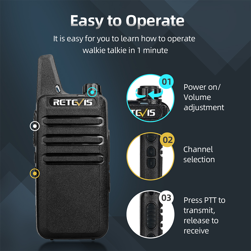 Retevis RT622 Mini Walkie Talkie 4 pezzi Walkie-talkie PMR446 FRS Radio portatile bidirezionale radio di comunicazione per ristorante Hotel