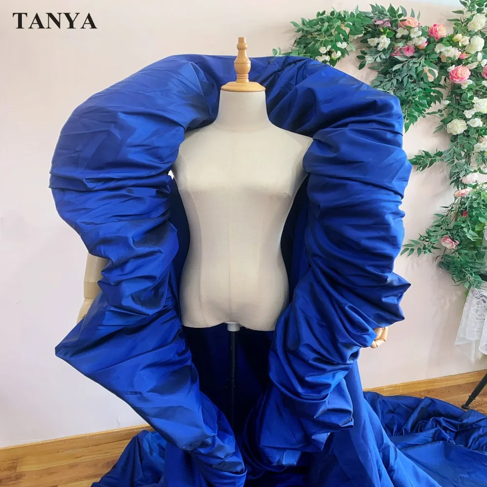 Royal bluetaffeta moda capa gola alta jaqueta longa noivas envolve comprimento cobrir acessórios de capa de noiva