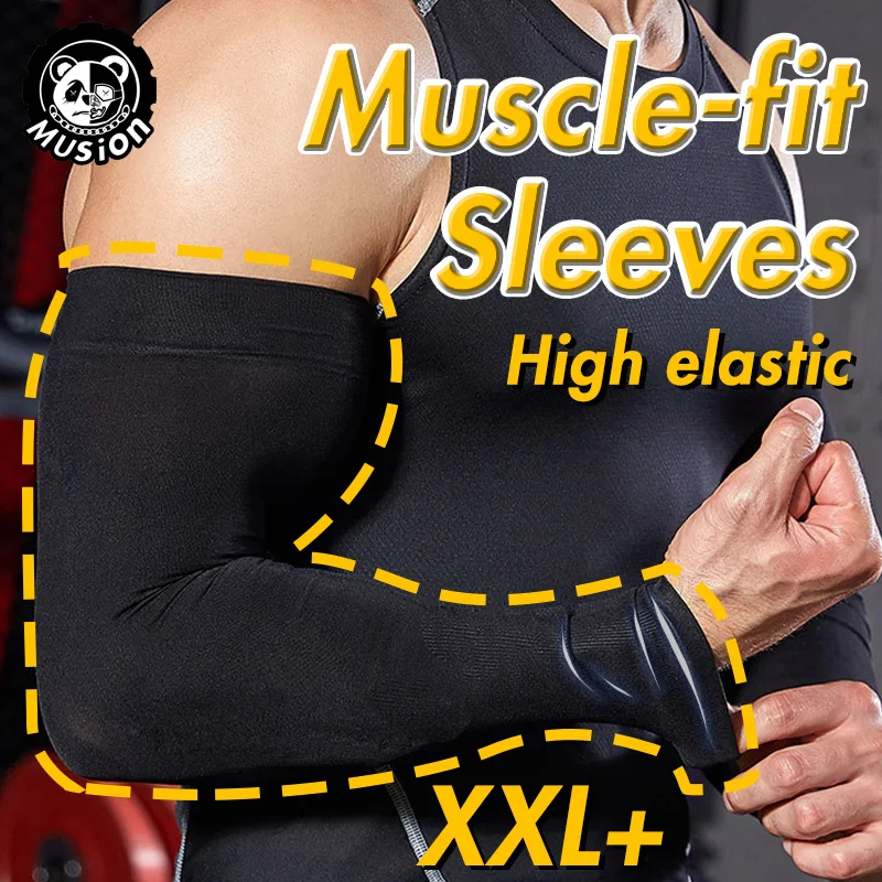 Musion Plus Size Sun Protection Arm Sleeves Extended and Widened XXL Fat Man UPF50+ Hand Sock for Riding and Running For Unisex