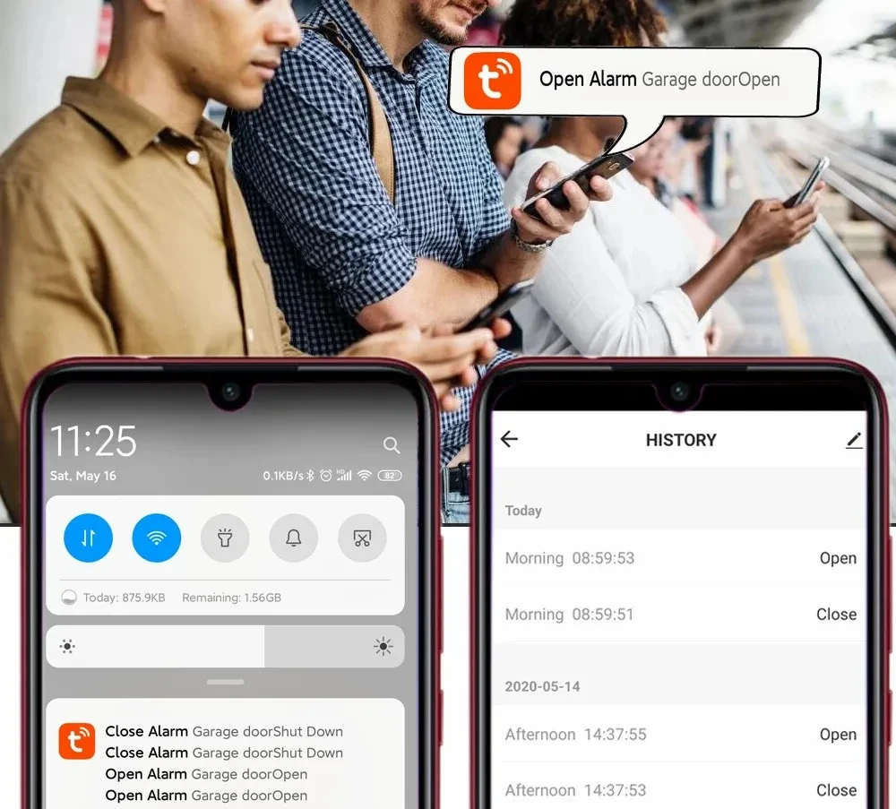 Controlador inteligente de apertura de puerta de garaje, WIFI, Original, aplicación, interruptor inteligente controlado por voz con Alexa Echo, Google Home, Smart Life