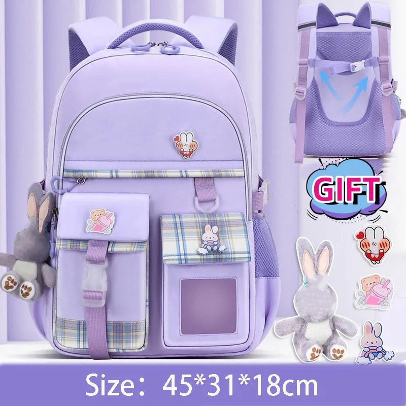 Nova mochila leve à prova d'água para meninas da escola primária e crianças mochila de proteção espinhal de grande capacidade para meninas