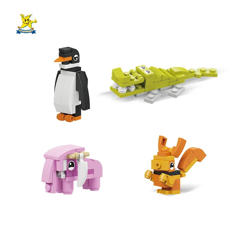 Bloques de construcción de animales 3D 12 en 1: juego de rompecabezas de madera DIY para juegos creativos de niños