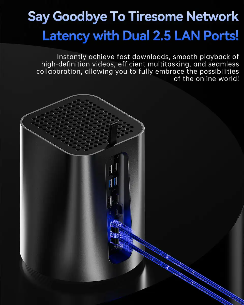 AOOSTAR WTR R7 5825U Mini PC 2-Bay NAS Ryzen 2x 2.5/3.5inch HDD RAID 8-Core WiFi6 Dual 2.5G LAN Virtualization/4K for PC/Tablet