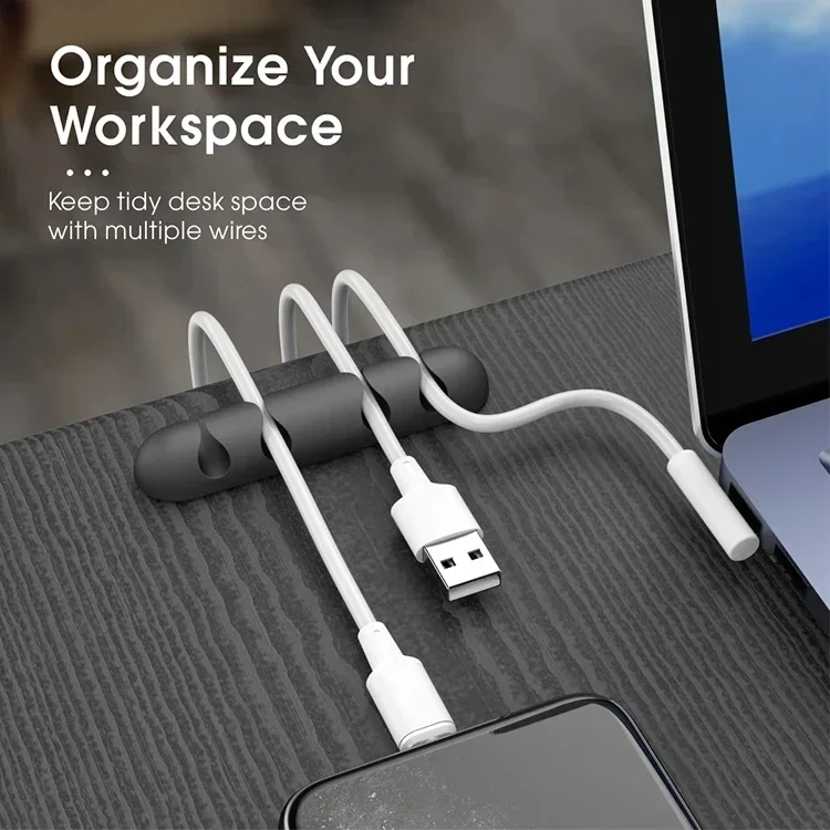 VIKEFON 케이블 코드 와이어 주최자 실리콘 USB 케이블 와인 더 관리 클립 iPhone 용 마우스 키보드 헤드셋 용 자체 접착