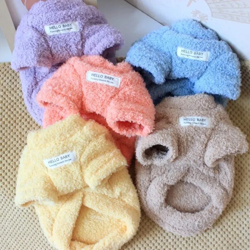 Ropa cálida de lana suave para perros pequeños, abrigo grueso para cachorros, chaqueta para CatCrew, camisa con hebilla de cordón, perros medianos, Invierno