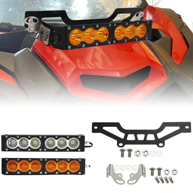 11 "LED ライトバーブラケットキットフロントグリル 60 ワットフロントランプバー 6000K 3000K UTV 補助駆動 Can Am マーベリック X3 2016-2023