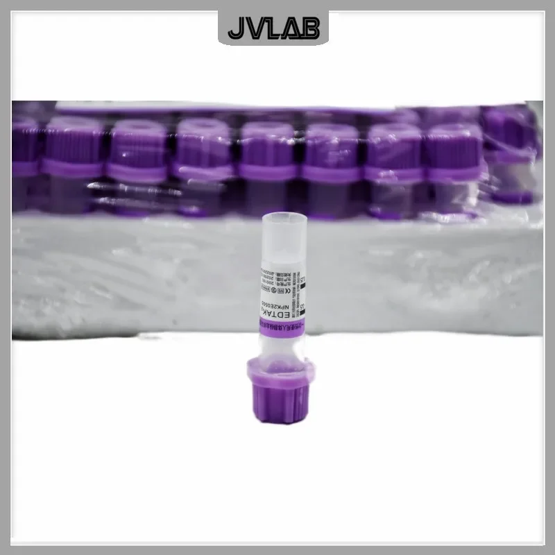 Tubo estéril de coleta de sangue micro com tampa roxa EDTAK2 Tubo de anticalagulação descartável para criança 0,5ml 100 / PK