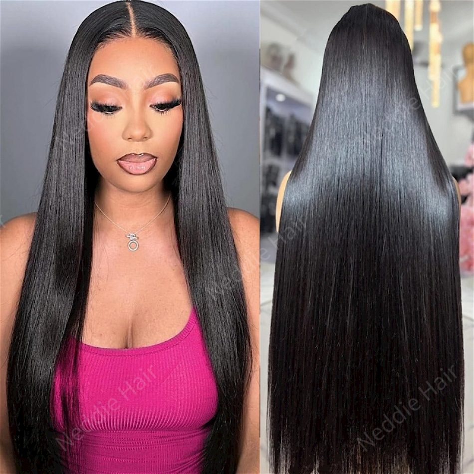 Peluca Frontal de encaje 4X4 recta sin pegamento cabello humano 100% Natural 30 40 pulgadas prearrancada 5X5 pelucas brasileñas baratas para mujeres elección