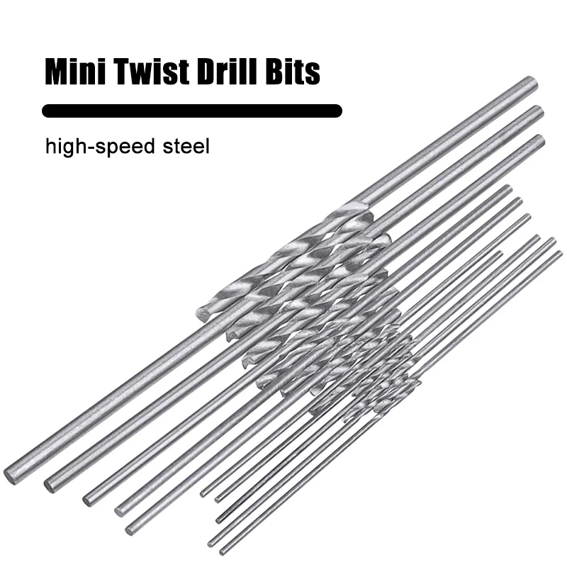 Mini taladro helicoidal de molienda completa, juego de 20 piezas de 0,3-1,6mm, placa de circuito de PVC de plástico para carpintería, microherramienta de perforación