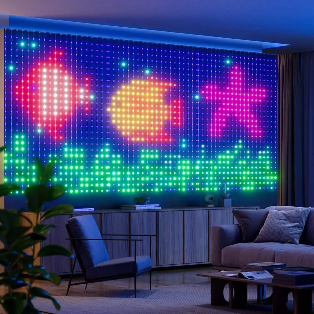 ไฟราว LED ผ้าม่านอัจฉริยะ RGB ไฟสายห้อยแบบ DIY ไฟตกแต่งคริสต์มาสรูปนางฟ้ากันน้ำพร้อม USB