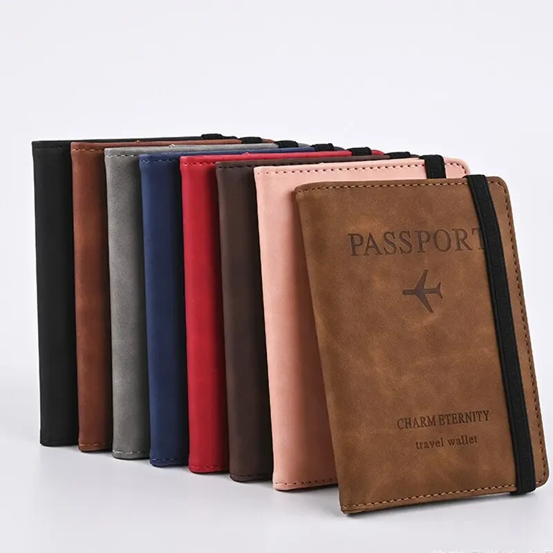 Portafoglio da uomo in pelle PU Porta passaporto da viaggio Porta carte Accessori da viaggio maschili Porta passaporto Porta biglietti da visita Portafoglio