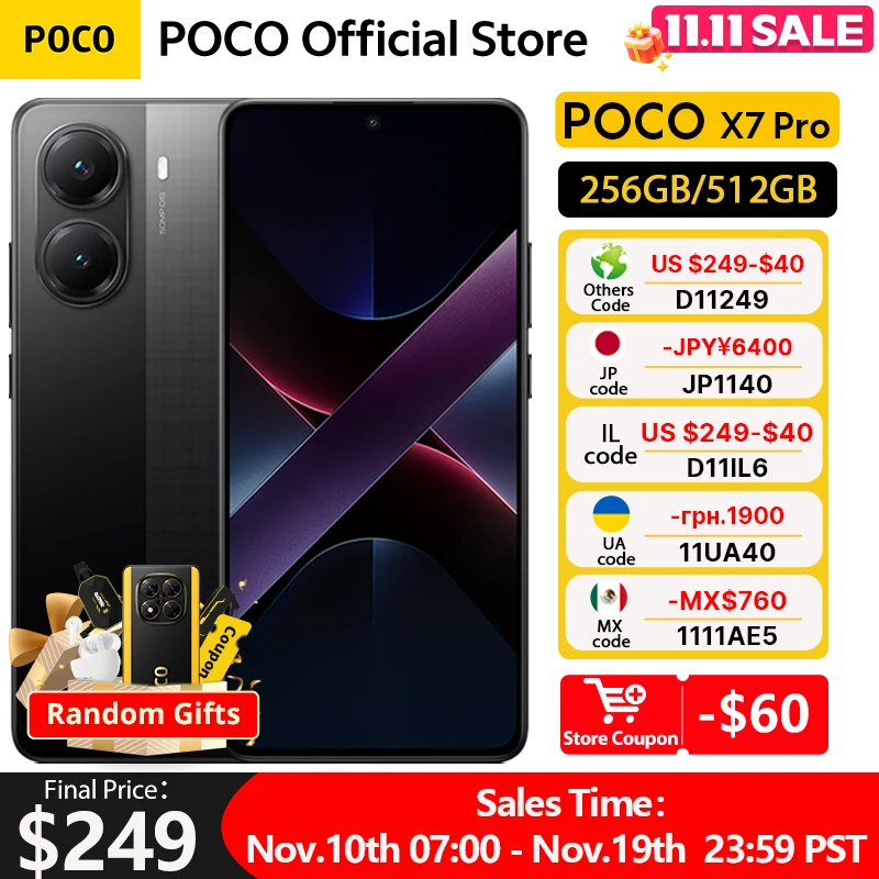 【Brand+】POCO X7 Pro Smartphone Dimensity 8400-Ultra 6.67" 120Hz AMOLED display 90W HyperCharge 6000mAh NFC Xiaomi HyperOS