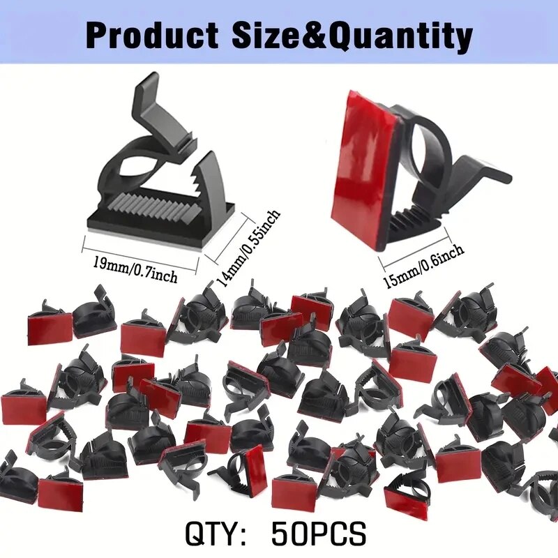 50 Uds Mini Clips de Cable para exteriores con cintas adhesivas Clips de luz Clips de decoración ganchos autoadhesivos soporte de alambre para Decoración