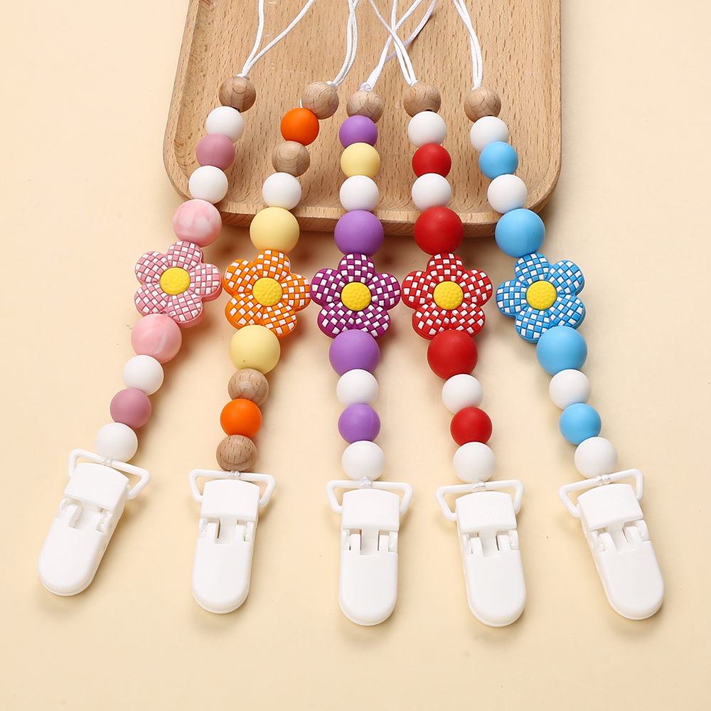 Sangle de sucette pour bébé, Clip de sucette, anneau de dentition, boucle, perles en Silicone, porte-mamelon factice, garde, pendentif, cadeau pour bébé