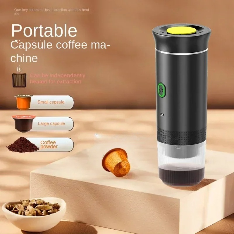 Tragbare kabellose elektrische Espressomaschine für Reisen, Auto und Zuhause, Camping-Kaffeemaschine, 3-in-1-Kapselpulver-Kaffeemaschine