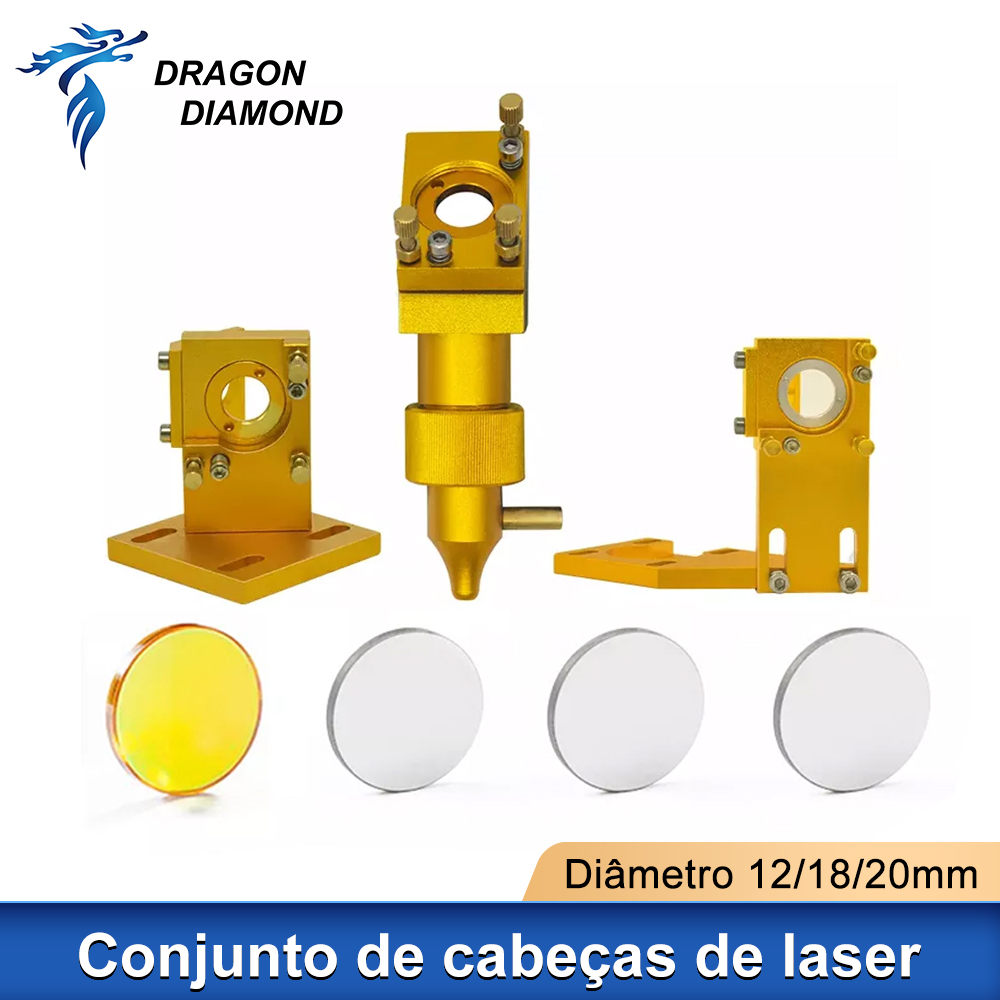 K40 Co2 Laser Head Set Lente Diâmetro 12/18/20mm FL.50.8mm Espelhos 20mm Para 2030 4060 Máquina de Corte de Gravação a Laser DIY