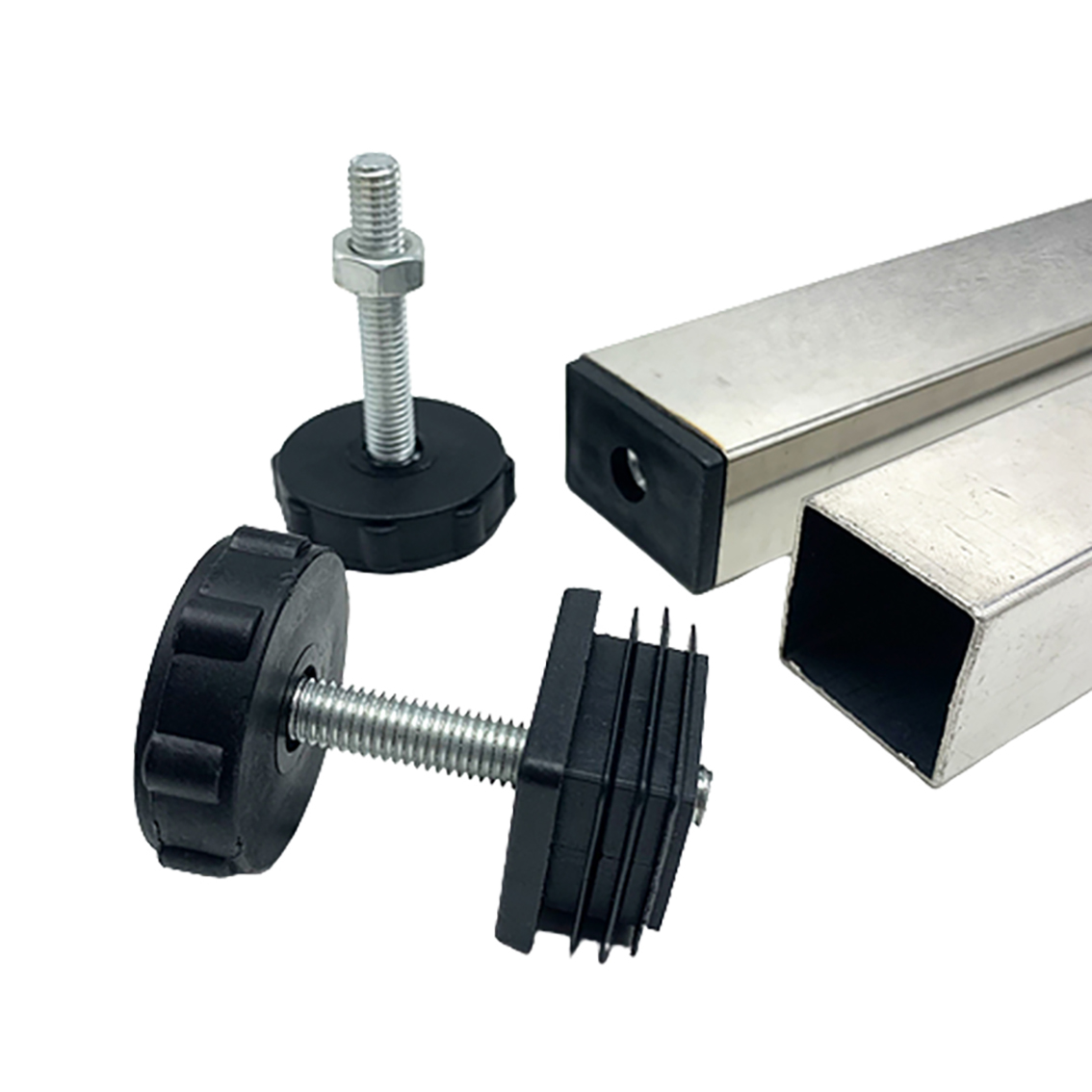 1 pz tappo per gamba del tavolo con dado e piedini regolabili M8 * 50/100mm tazza per piedi regolabile in altezza per rack per mobili quadrato nero