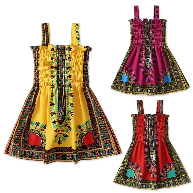 2022 Sommer Mode Stil afrikanische Kinder Polyester Druck Kleid Mädchen Kleid afrikanische Kleider für Kinder