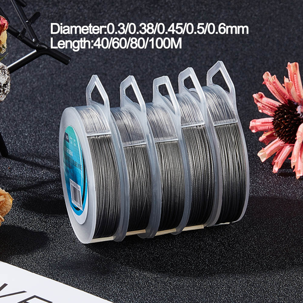 0.3/0.4/0.45/0.5/0.6Mm Thép Không Gỉ 7 Dây Vòng Tay Mắt Hổ Nylon Bọc Chiếu Trúc Hạt dây Dây Cho Tự Làm Vòng Tay Thủ Công Trang Sức Làm