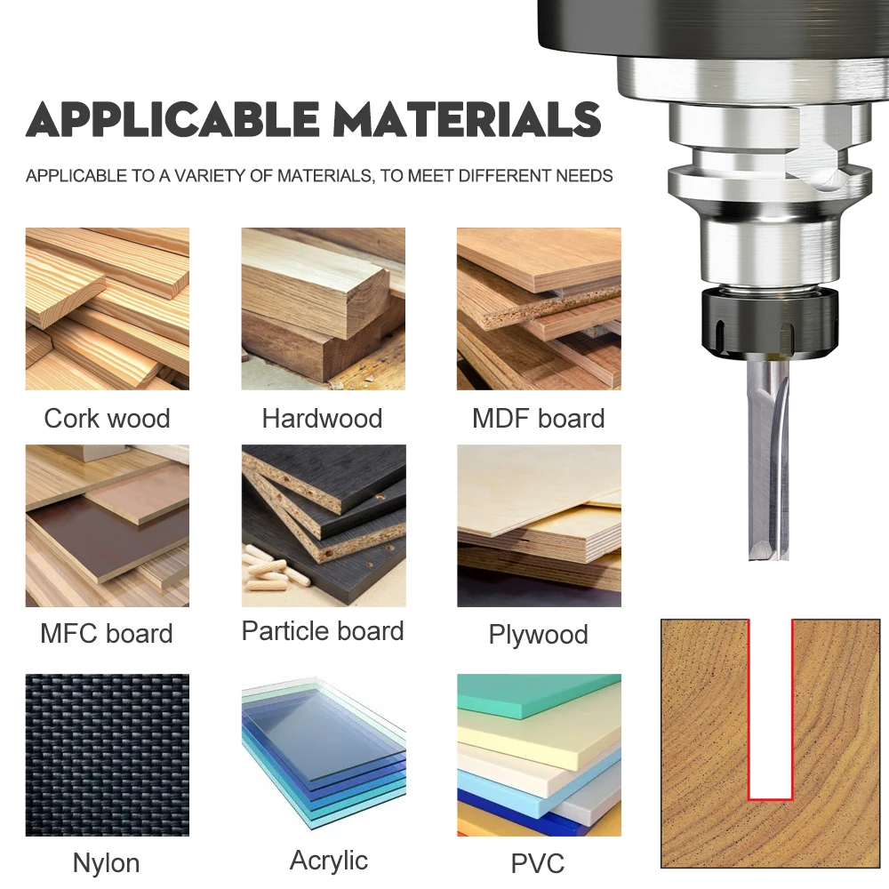 XCAN 1 4Mm/6Mm Vỏ 2 Sáo Thẳng Cấp Cối Xay Carbide CNC Router Bit Khắc Bit thẳng Khe Cắm Dao Phay Gỗ