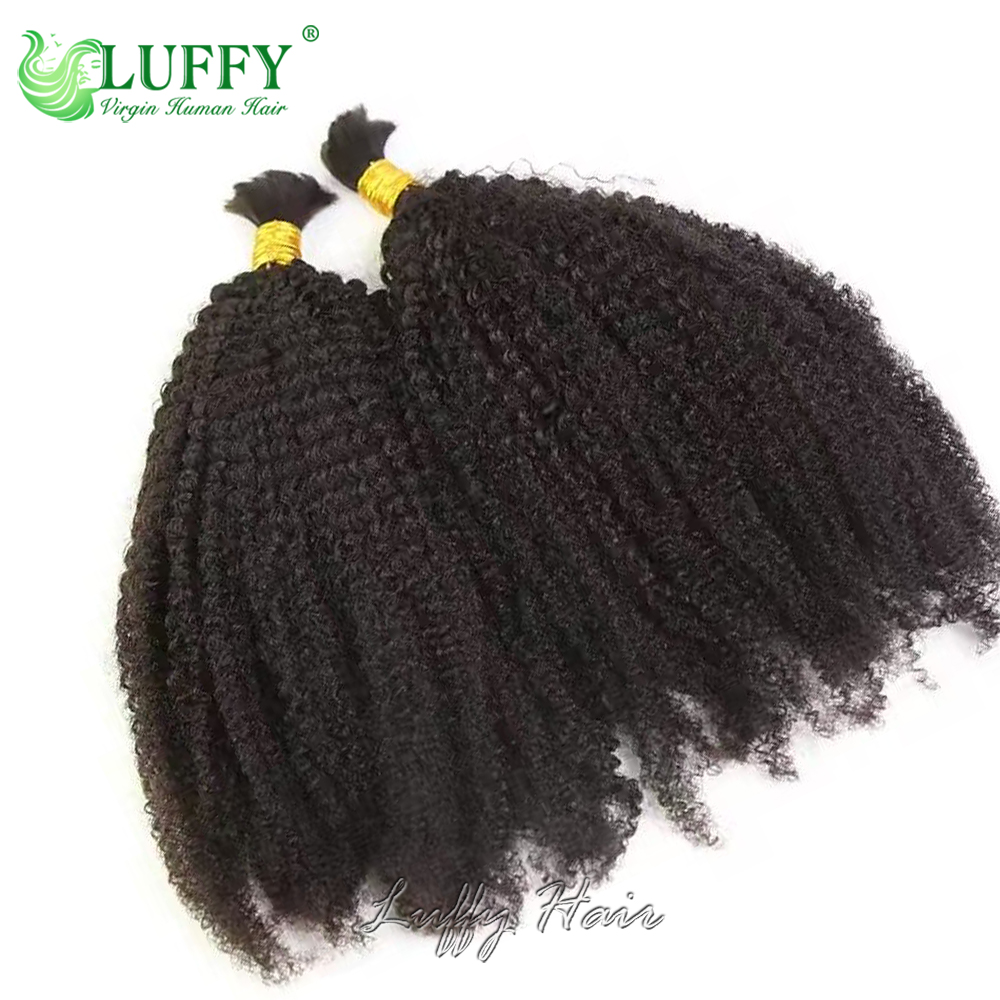 Extensiones de cabello humano rizado Afro mongol para mujeres negras, extensiones de mechones para trenzar sin trama