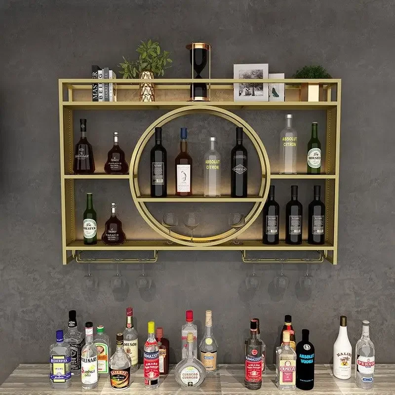 Wine Cabinet,Iron Wine Rack,Cabinet Wall Mounted in The Lobby,Wine Storage and Display Rack Bottle Bar Cabinet for Living Room