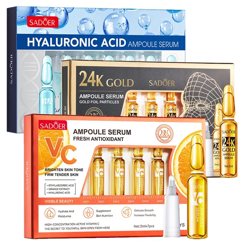 Vitamin C Face Whitening Serum Dark Spots Freckles Removal Hyaluronic Pore Minimizer Anti Aging Wrinkle Remove Golder Essence