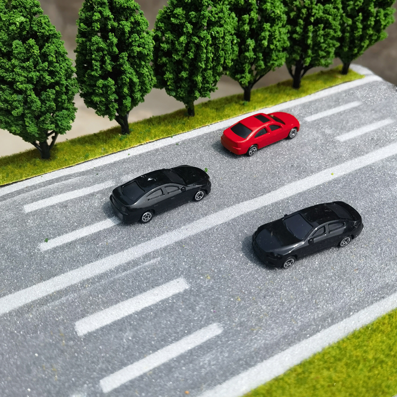 โมเดลทางหลวง สติ๊กเกอร์ถนน เนื้อเม็ด interstate Tar Road สีดํา เทปรถไฟสีเทา พร้อมกาว Landscape Country Road