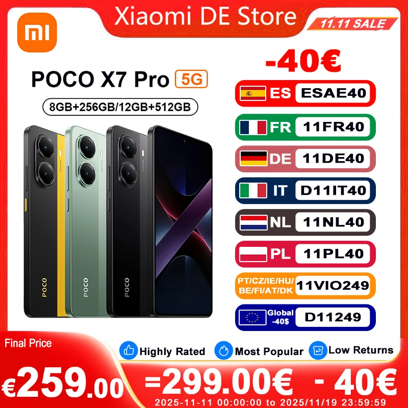 【Marke+】POCO X7 Pro Smartphone Dimensity 8400-Ultra 6,67" 120Hz AMOLED-Display 90W HyperCharge 6000mAh NFC Xiaomi HyperOS